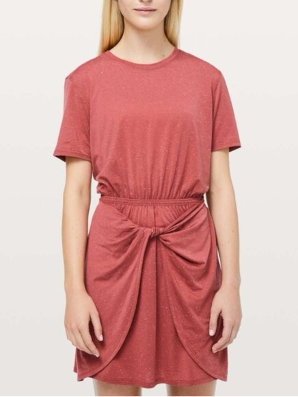 NWT lululemon Unwind Your Mind Brick Rose White Short Sleeve Dress Size 12